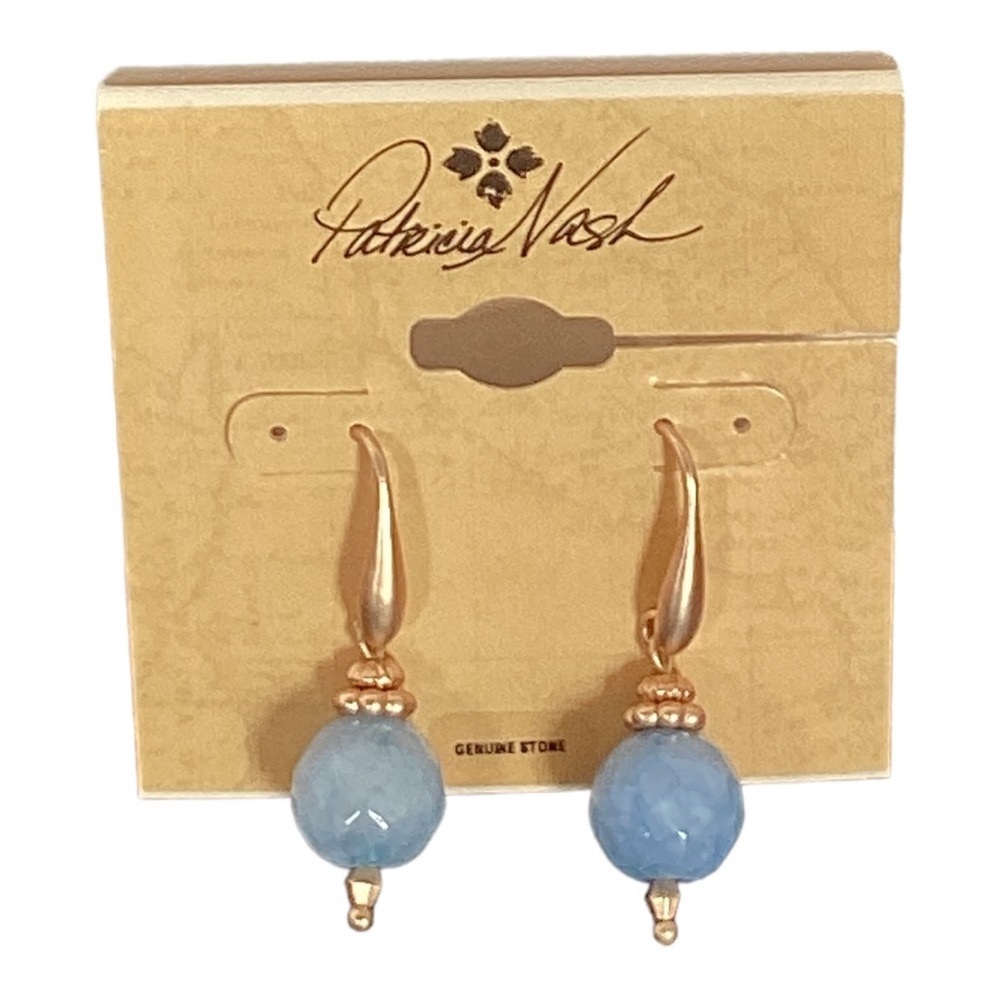 Patricia Nash Egyptian Matte Gold Tone Light Blue Genuine Stone Dangle Earrings